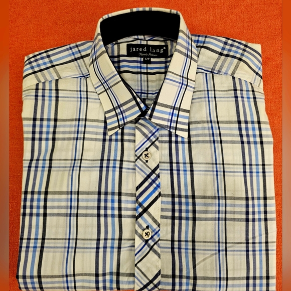Mens Jared Lang Blue and White Casual Button Down Shirt - Picture 1 of 8